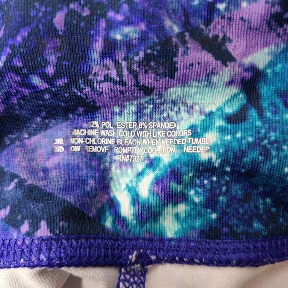Tek Gear Abstract Print Womens Active Leggings Purple Blue Stretch Yoga Size M - Picture 2 of 8